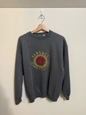 Vintage Versace Made In Italy Crewneck Sweatshirt with Gold & Red Medusa Logo